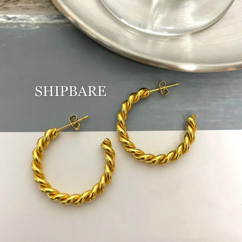 Cuff Earrings Simple 18K Gold Plated Small Stainless Steel New Women Drop Earrings Quality Is High Brass Claw Setting