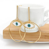 Fashion 14K Gold Plated Colorful Hoop Pearl Devil Evil Eye Earrings