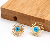 Fashion jewelry women 18K Gold Plated Beads Tassel Devil Evil Eye Earrings