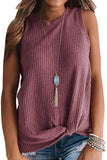 Solid Waffle Knit Tunic Casual Blouse Cute Twist Knot Tank