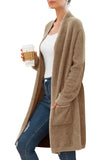 Solid Casual Front Knit Cardigans Plush with Pockets