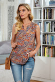 Froral Casual Sleeveless V-Neck Loose Blouse