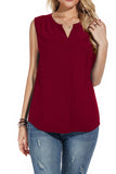 Solid Casual Sleeveless V-Neck Loose Blouse