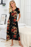 Womens Long Nightgown Short Sleeve Nightshirt V-Neck Soft With Pockets