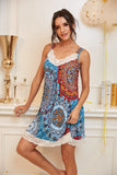 Racerback Sleeveless Sleep Dress Nightgown Sleepwear For Knee Length Chemise-Floral Print
