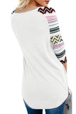 PrinStory Women's Fall Causal V-Neck Soft Raglan Long Sleeves Tops Basic T-Shirt  with Side Zipper- Color Block