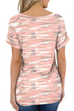 Casual Tops Short Sleeve V-Neck Shirts Loose Blouse Basic T-Shirt - Camouflage