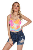 Sleeveless V Neck Casual Ribbed Knit Cami Crop Top- Multicolor