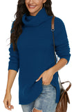 PrinStory Womens Casual Loose Long Sleeve Turtleneck Chunky Knit Pullover Side Slit Sweater