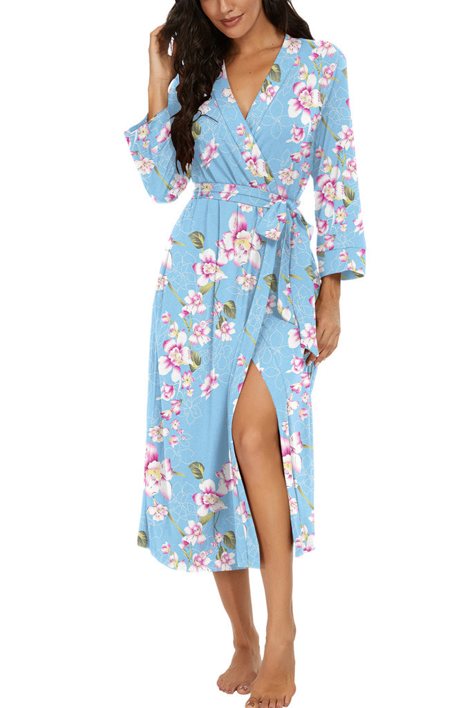 Women Kimono Robes Long Knit Bathrobe Lightweight Soft Knit Sleepwear